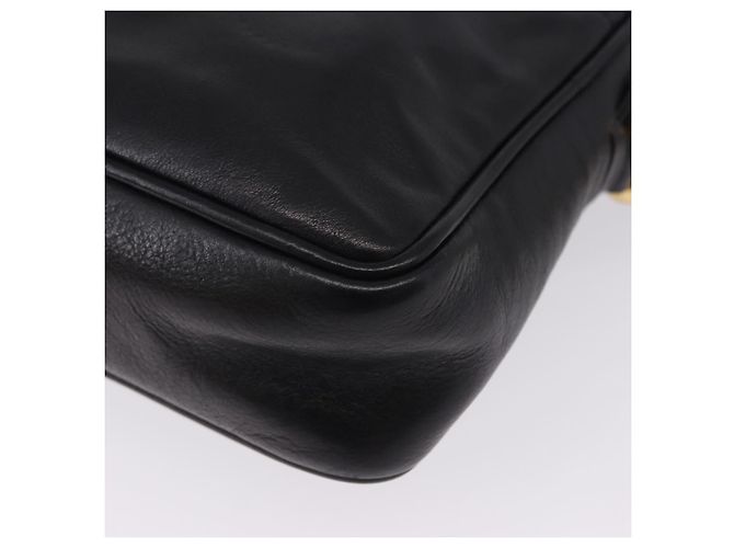 Borsa a Spalla GUCCI Horsebit Web Sherry Line in Pelle Nera e Oro Auth 192187A Nero D'oro - vista 14
