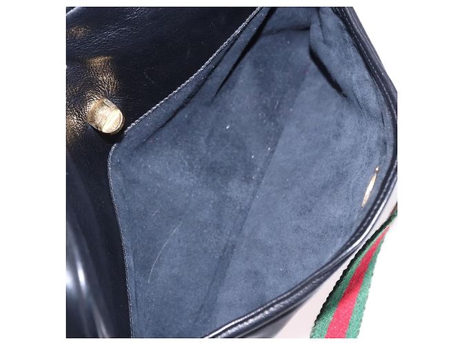 Borsa a Spalla GUCCI Horsebit Web Sherry Line in Pelle Nera e Oro Auth 192187A Nero D'oro - vista 22
