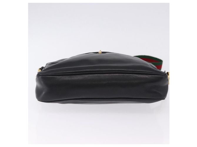 Borsa a Spalla GUCCI Horsebit Web Sherry Line in Pelle Nera e Oro Auth 192187A Nero D'oro - vista 5