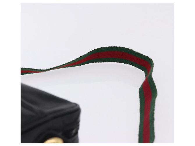 Borsa a Spalla GUCCI Horsebit Web Sherry Line in Pelle Nera e Oro Auth 192187A Nero D'oro - vista 8