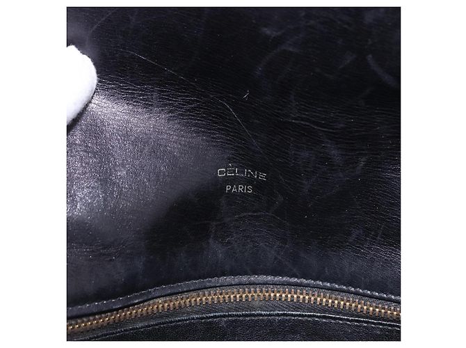 Céline Borsa a Spalla CELINE C Saluki Horse Carriage Nera Tonalità Oro Auth 191767A Nero - vista 11