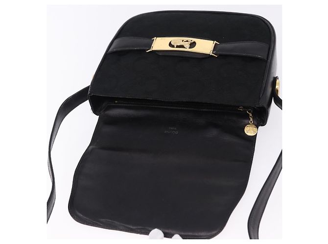 Céline Borsa a Spalla CELINE C Saluki Horse Carriage Nera Tonalità Oro Auth 191767A Nero - vista 18