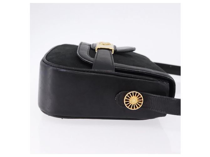 Céline Borsa a Spalla CELINE C Saluki Horse Carriage Nera Tonalità Oro Auth 191767A Nero - vista 3