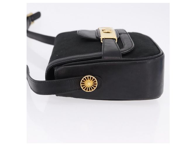 Céline Borsa a Spalla CELINE C Saluki Horse Carriage Nera Tonalità Oro Auth 191767A Nero - vista 4