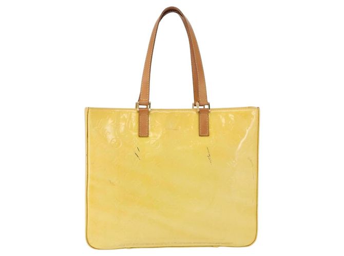 LOUIS VUITTON Monogram Vernis Columbus Tote Bag Lime Yellow M91047 Auth 192809 D'oro - vista 13