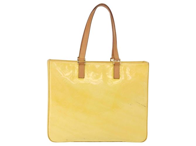 LOUIS VUITTON Monogram Vernis Columbus Tote Bag Lime Yellow M91047 Auth 192809 D'oro - vista 3