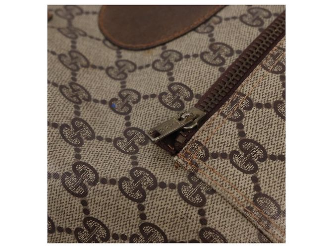 Borsa Tote GUCCI GG Supreme Web Sherry Line in PVC e pelle Beige Auth bs36101 - vista 18