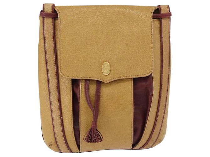 CARTIER Must Line Shoulder Bag Pelle Beige Oro Auth BA14440 D'oro - vista 13