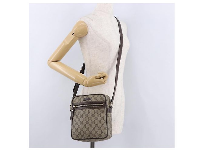 Borsa a tracolla GUCCI GG Supreme PVC Beige Oro 233268 Auth BA14504 D'oro - vista 25