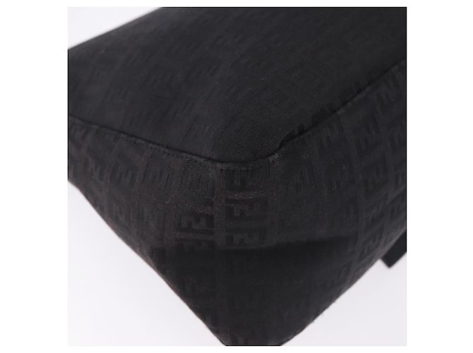 FENDI Zucchino Canvas Mamma Baguette Borsa a mano Nera Argento Auth BA14344 Nero - vista 15