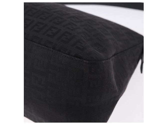 FENDI Zucchino Canvas Mamma Baguette Borsa a mano Nera Argento Auth BA14344 Nero - vista 16