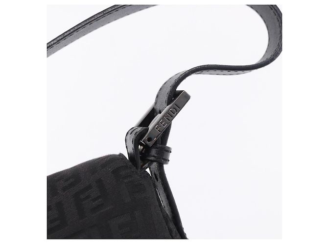 FENDI Zucchino Canvas Mamma Baguette Borsa a mano Nera Argento Auth BA14344 Nero - vista 17