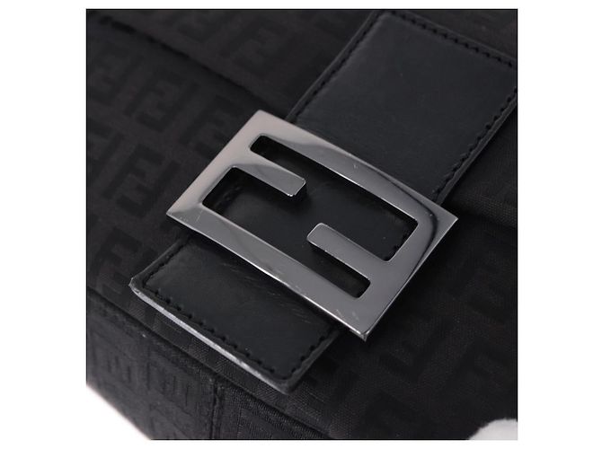 FENDI Zucchino Canvas Mamma Baguette Borsa a mano Nera Argento Auth BA14344 Nero - vista 18