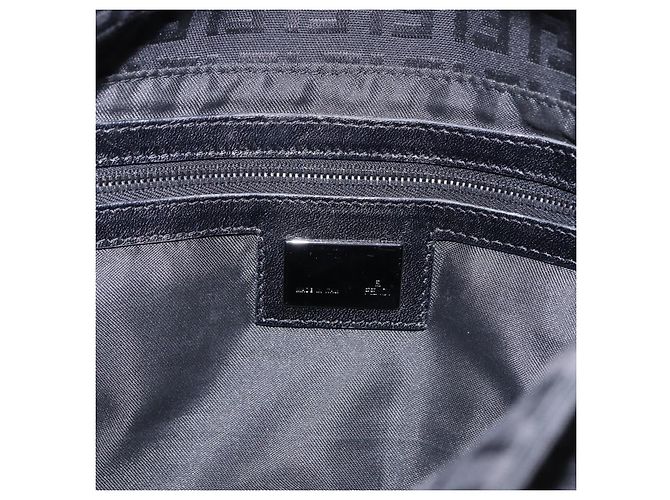 FENDI Zucchino Canvas Mamma Baguette Borsa a mano Nera Argento Auth BA14344 Nero - vista 20