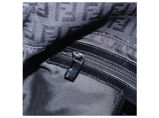 FENDI Zucchino Canvas Mamma Baguette Borsa a mano Nera Argento Auth BA14344 Nero - vista 23
