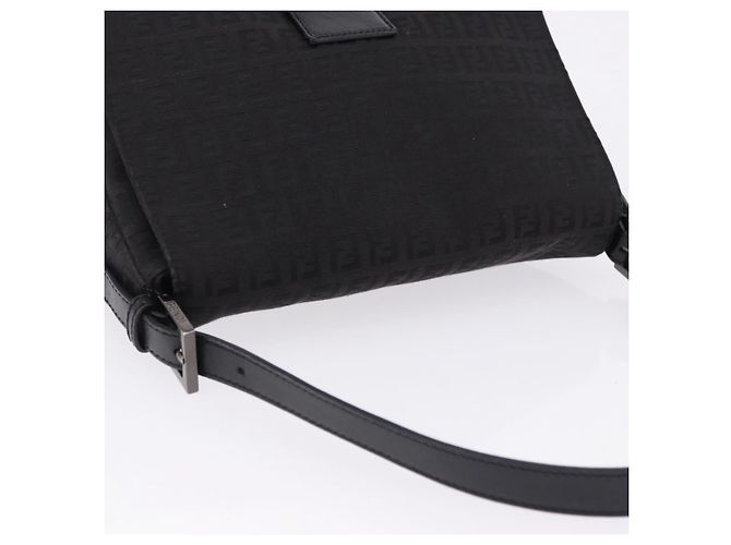 FENDI Zucchino Canvas Mamma Baguette Borsa a mano Nera Argento Auth BA14344 Nero - vista 6