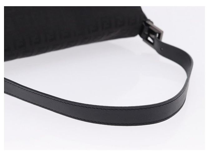 FENDI Zucchino Canvas Mamma Baguette Borsa a mano Nera Argento Auth BA14344 Nero - vista 7