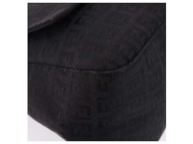 FENDI Zucchino Canvas Mamma Baguette Borsa a mano Nera Argento Auth BA14344 Nero - vista 9