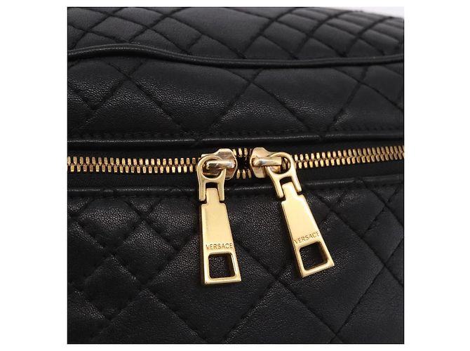 Borsa a tracolla in pelle VERSACE Nero Oro Auth am12055V D'oro - vista 10