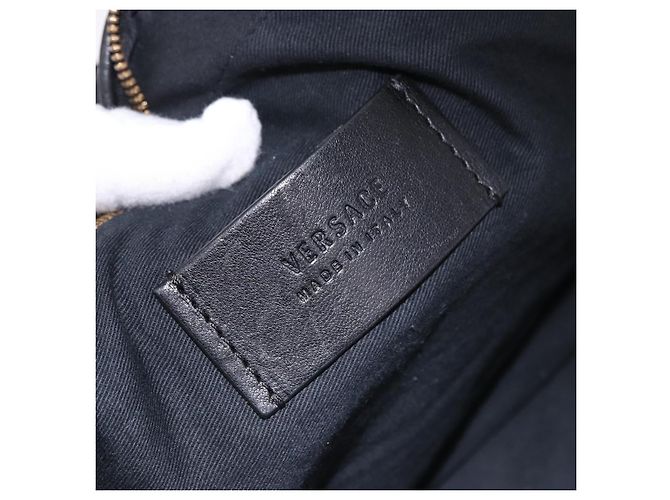 Borsa a tracolla in pelle VERSACE Nero Oro Auth am12055V D'oro - vista 18