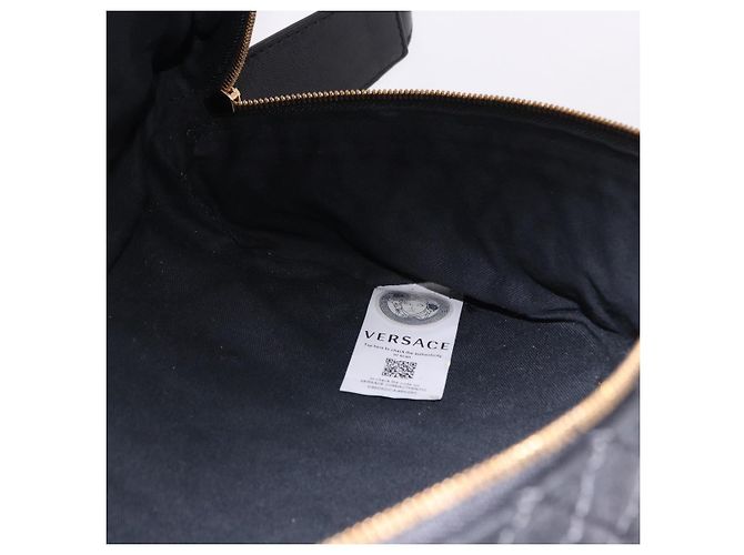 Borsa a tracolla in pelle VERSACE Nero Oro Auth am12055V D'oro - vista 19