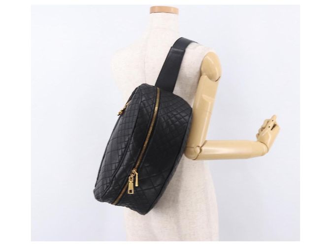 Borsa a tracolla in pelle VERSACE Nero Oro Auth am12055V D'oro - vista 22