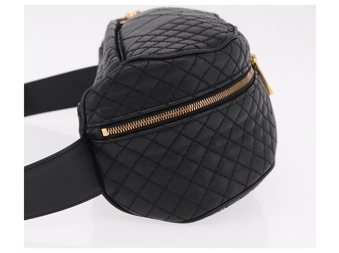 Borsa a tracolla in pelle VERSACE Nero Oro Auth am12055V D'oro - vista 4