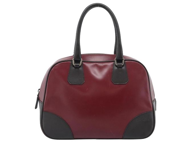Borsa PRADA in Pelle Rossa Nera Auth ep15370 Nero Rosso - vista 13