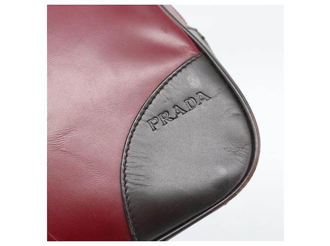 Borsa PRADA in Pelle Rossa Nera Auth ep15370 Nero Rosso - vista 17