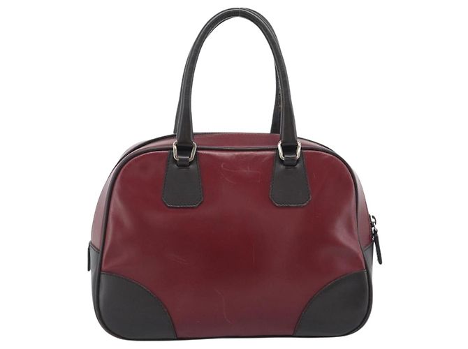 Borsa PRADA in Pelle Rossa Nera Auth ep15370 Nero Rosso - vista 2