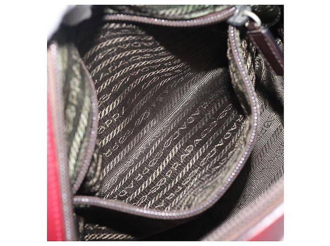 Borsa PRADA in Pelle Rossa Nera Auth ep15370 Nero Rosso - vista 22