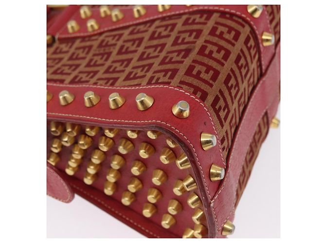 Borsa a mano FENDI Zucchino Canvas Rosso Oro Auth 192125A D'oro - vista 15