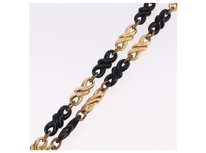 Collana a catena Christian Dior in metallo nero e oro Auth SW2535 D'oro - vista 10