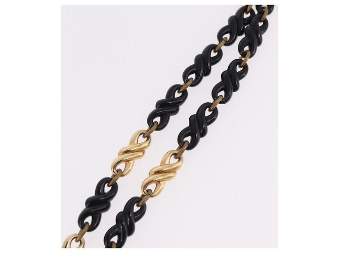 Collana a catena Christian Dior in metallo nero e oro Auth SW2535 D'oro - vista 11