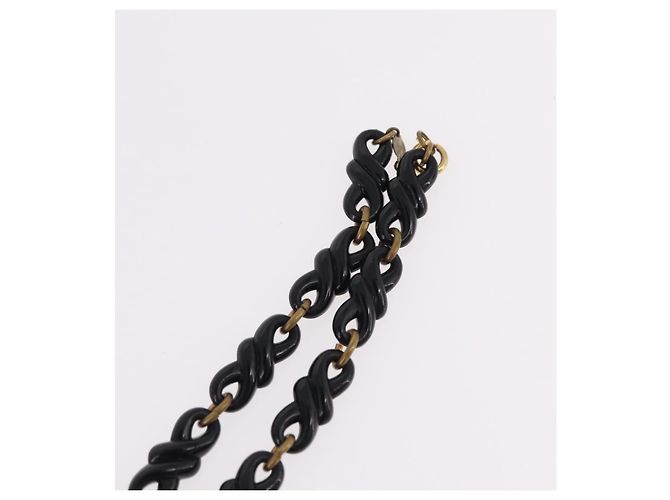 Collana a catena Christian Dior in metallo nero e oro Auth SW2535 D'oro - vista 12