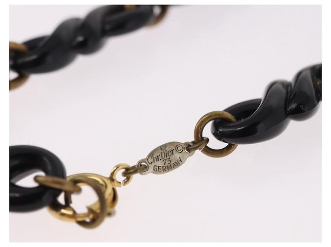 Collana a catena Christian Dior in metallo nero e oro Auth SW2535 D'oro - vista 13