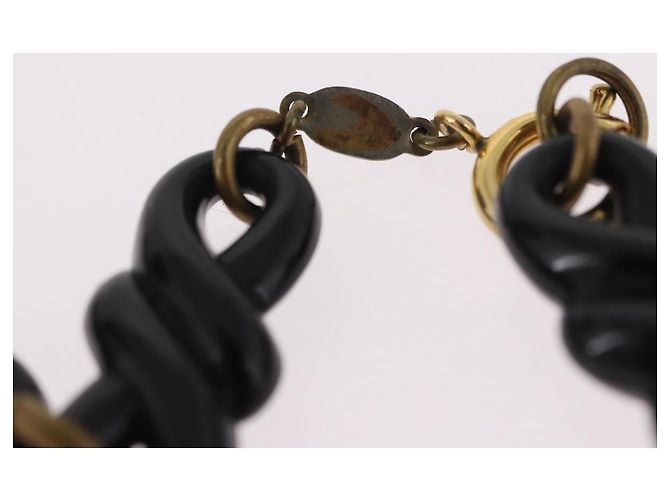 Collana a catena Christian Dior in metallo nero e oro Auth SW2535 D'oro - vista 14