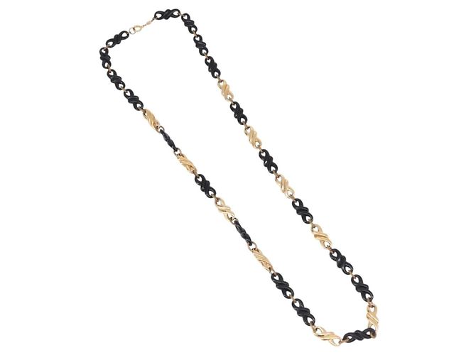 Collana a catena Christian Dior in metallo nero e oro Auth SW2535 D'oro - vista 2