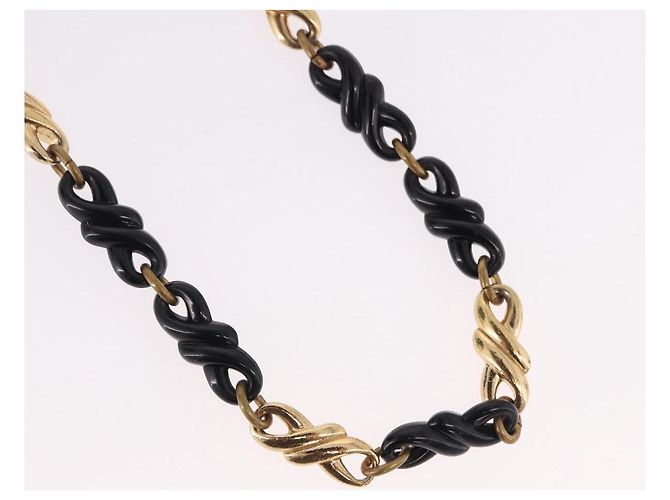 Collana a catena Christian Dior in metallo nero e oro Auth SW2535 D'oro - vista 3