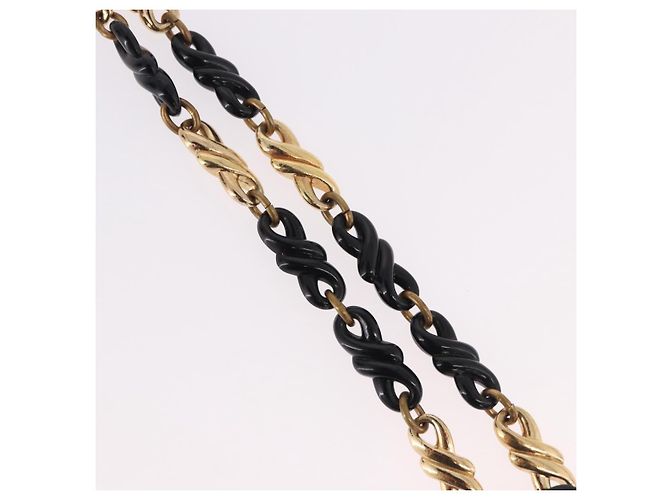 Collana a catena Christian Dior in metallo nero e oro Auth SW2535 D'oro - vista 4