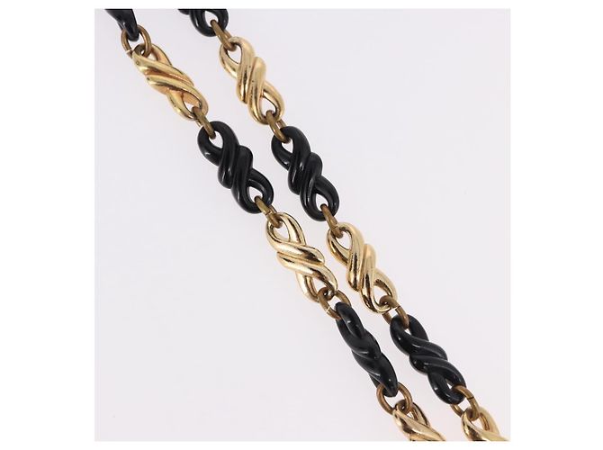 Collana a catena Christian Dior in metallo nero e oro Auth SW2535 D'oro - vista 5