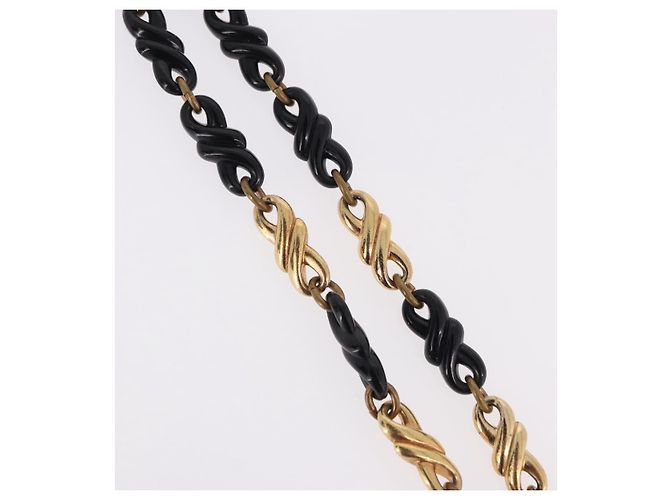 Collana a catena Christian Dior in metallo nero e oro Auth SW2535 D'oro - vista 6