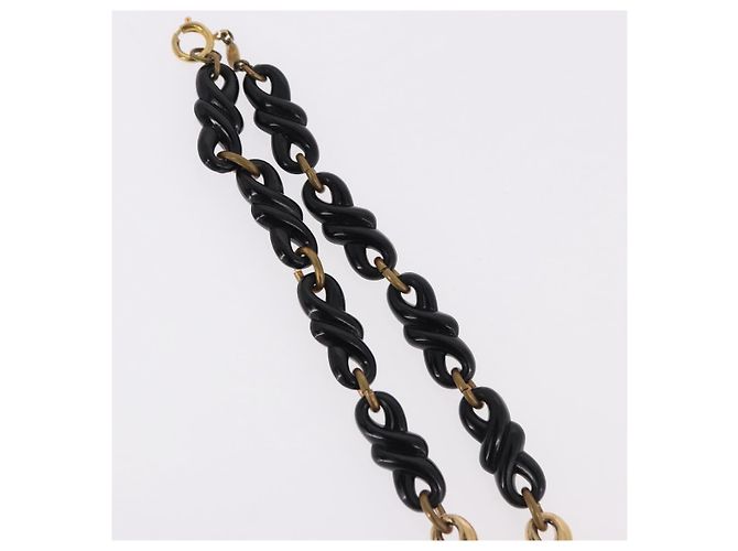 Collana a catena Christian Dior in metallo nero e oro Auth SW2535 D'oro - vista 7
