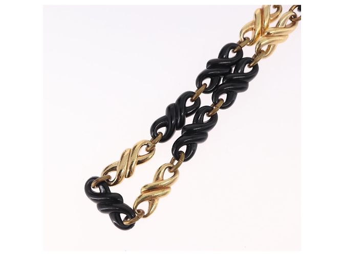 Collana a catena Christian Dior in metallo nero e oro Auth SW2535 D'oro - vista 9