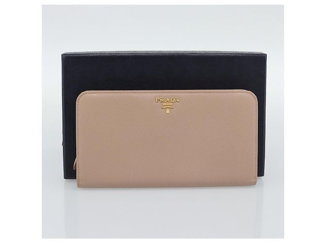 PRADA Long Wallet Saffiano Leder Rosa Goldton Auth 192748M Pink - Ansicht 12