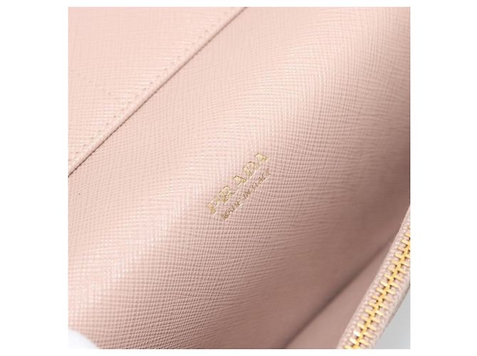 PRADA Long Wallet Saffiano Leder Rosa Goldton Auth 192748M Pink - Ansicht 23