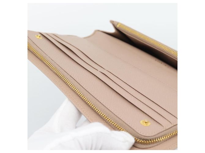PRADA Long Wallet Saffiano Leder Rosa Goldton Auth 192748M Pink - Ansicht 24