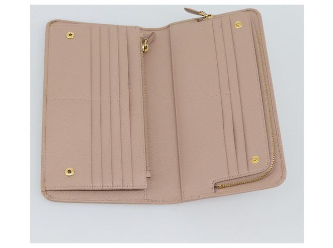 PRADA Long Wallet Saffiano Leder Rosa Goldton Auth 192748M Pink - Ansicht 8