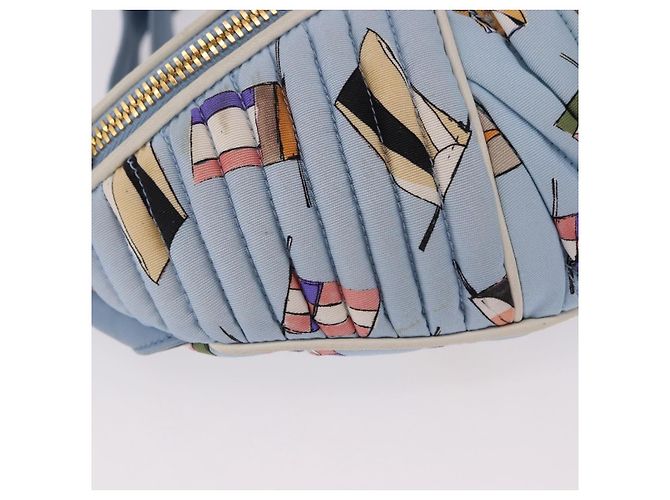 Borsa a tracolla Miu Miu Matelasse in tela azzurro chiaro oro Auth 192044V D'oro Blu chiaro - vista 15