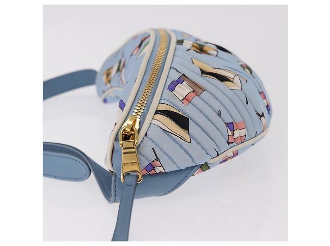 Borsa a tracolla Miu Miu Matelasse in tela azzurro chiaro oro Auth 192044V D'oro Blu chiaro - vista 4